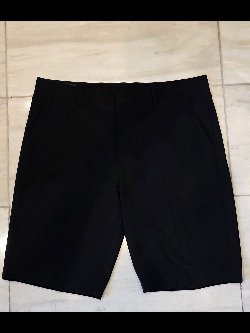 Men's Black Flat-Front Stretch Shorts